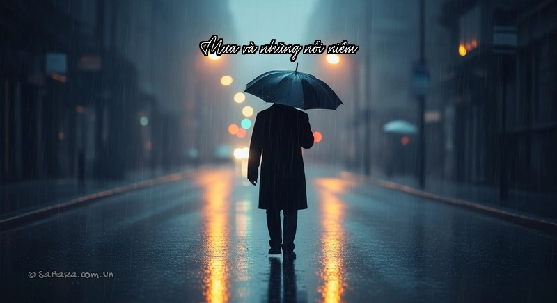 Mưa và những nỗi niềm Người cô đơn dưới mưa trên phố vắng