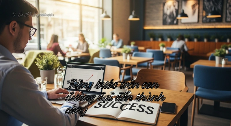 Vững bước trên con đường đạt đến thành công Doanh nhân làm việc với tinh thần lạc quan và tự tin