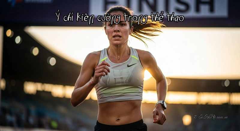 Vận động viên đang nỗ lực vượt qua giới hạn bản thân trên đường chạy