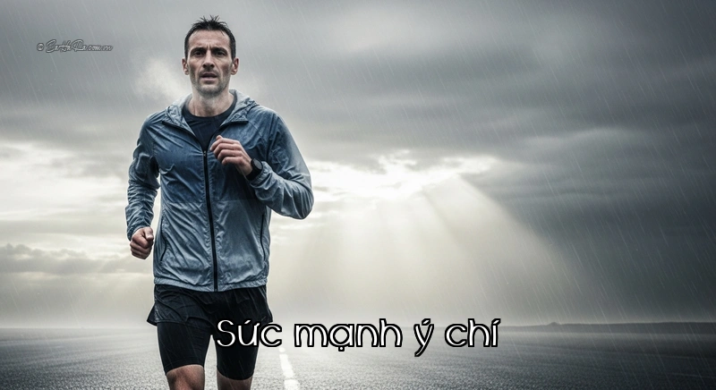 Người chạy marathon kiên cường dưới mưa