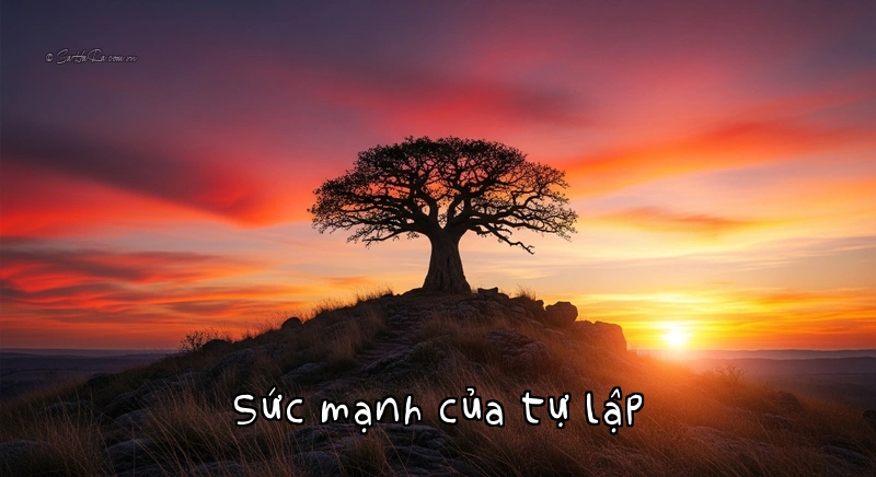 Sức mạnh của tự lập Cây cô đơn đứng vững trên đồi, biểu tượng của sự tự lập