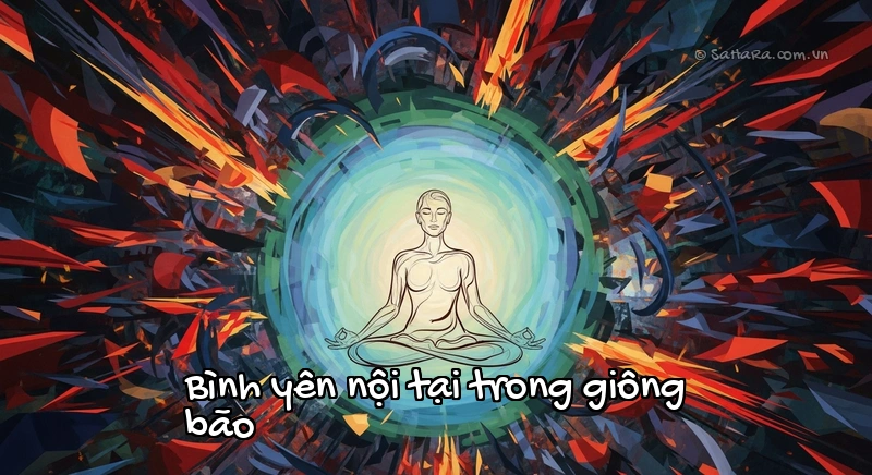 Bình yên nội tại trong giông bão Người đang thiền định giữa không gian hỗn loạn