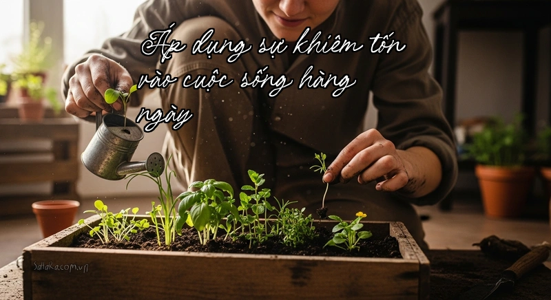 Áp dụng sự khiêm tốn vào cuộc sống hàng ngày Người đang chăm sóc khu vườn nhỏ, tượng trưng cho sự học hỏi và phát triển khiêm tốn