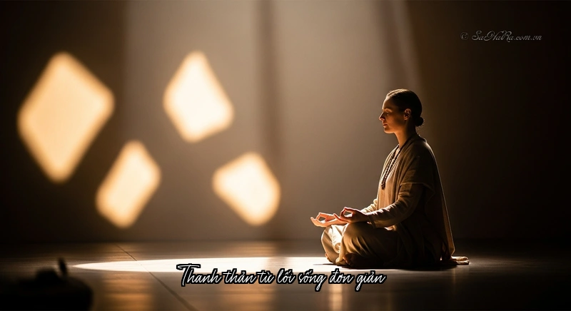 Thanh thản từ lối sống đơn giản Người ngồi thiền trong không gian bình yên