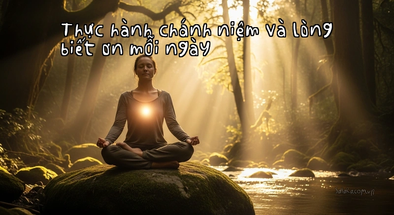 Thực hành chánh niệm và lòng biết ơn mỗi ngày Người đang thiền định trong tư thế bình yên