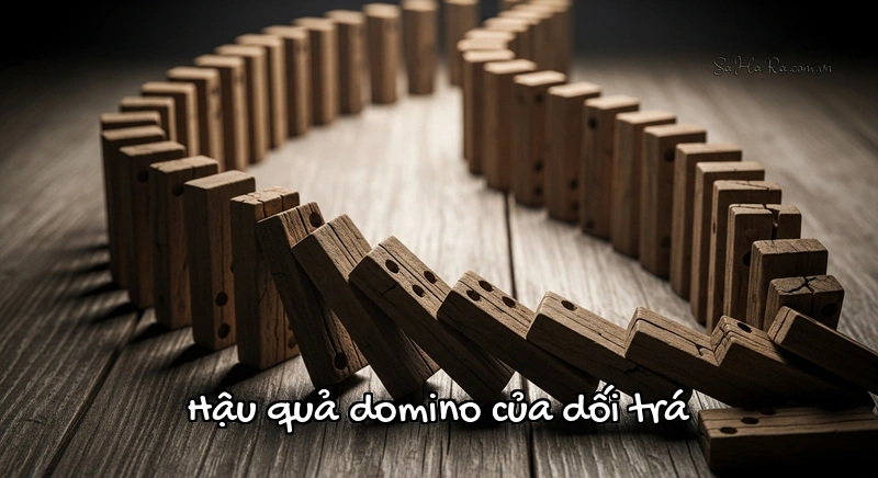 Hiệu ứng domino đổ vỡ tượng trưng cho hậu quả của lời nói dối