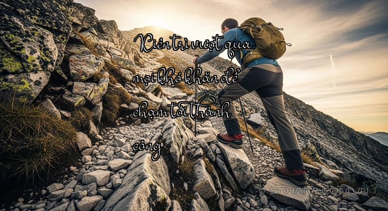 Kiên trì vượt qua mọi khó khăn để chạm tới thành công Người leo núi với ý chí kiên cường